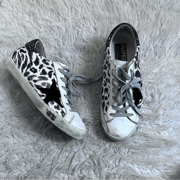 Golden Goose Leopard Print/Glitter Sneakers - Picture 1 of 16